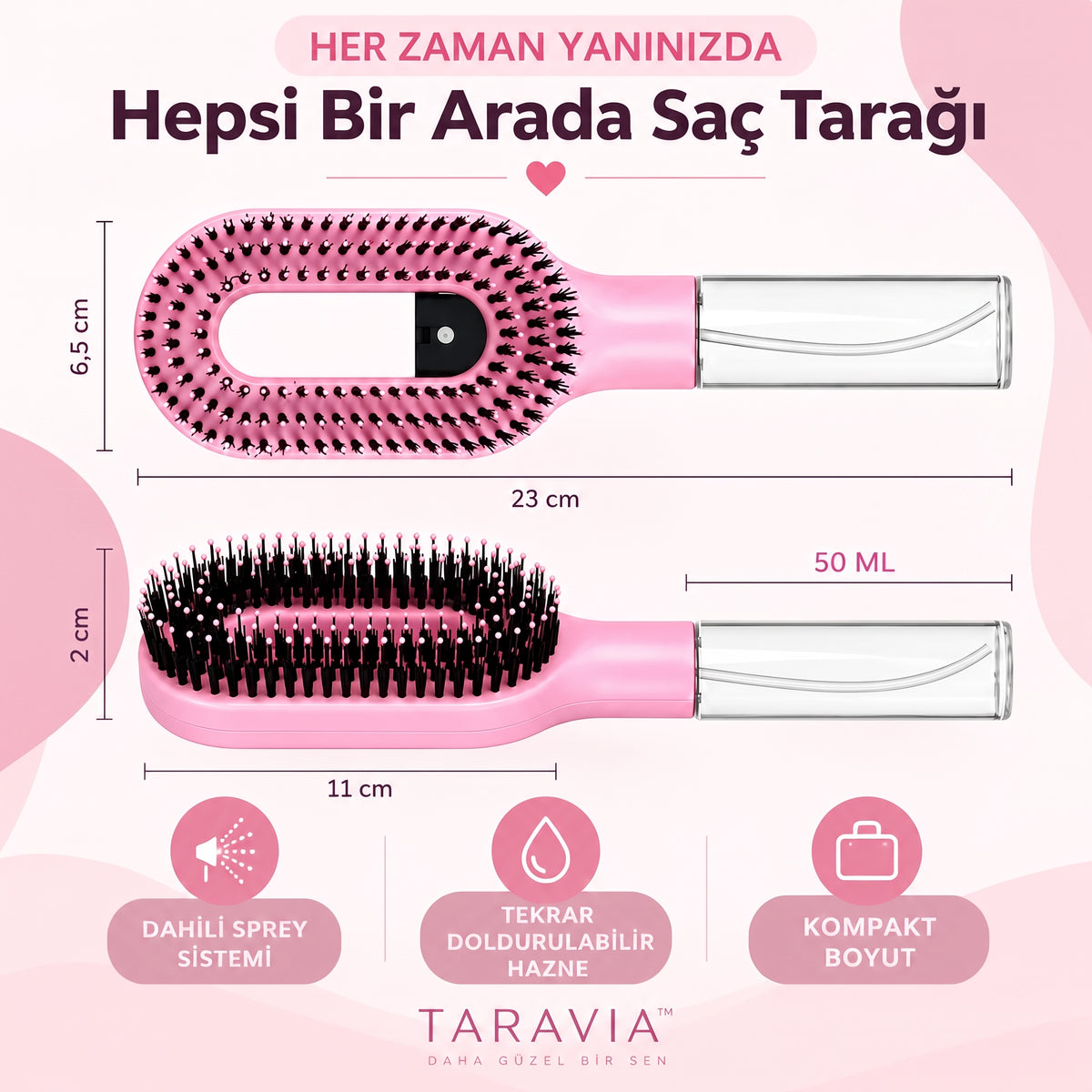 TARAVIA™ Su Hazneli Spreyli Saç Tarağı