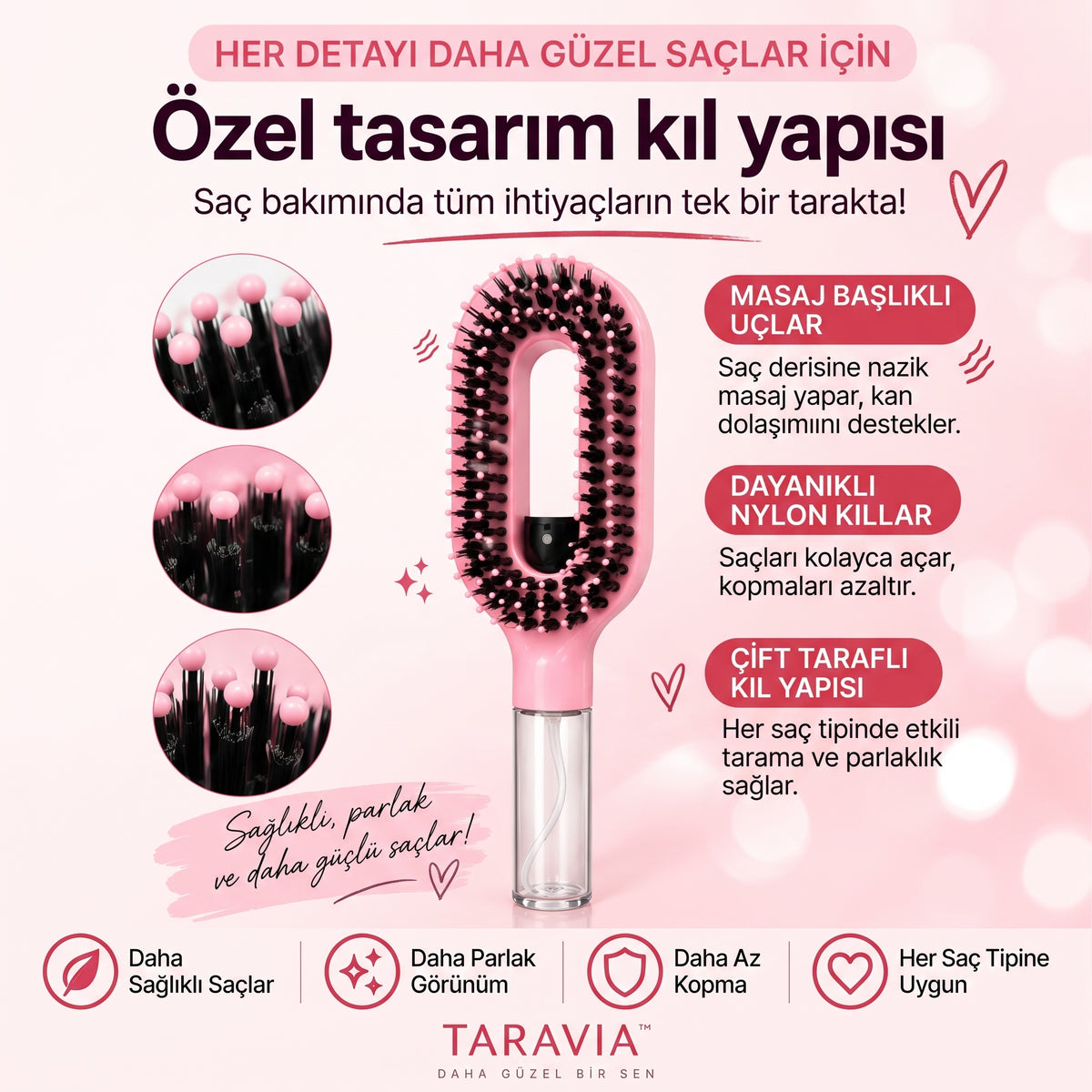 TARAVIA™ Su Hazneli Spreyli Saç Tarağı