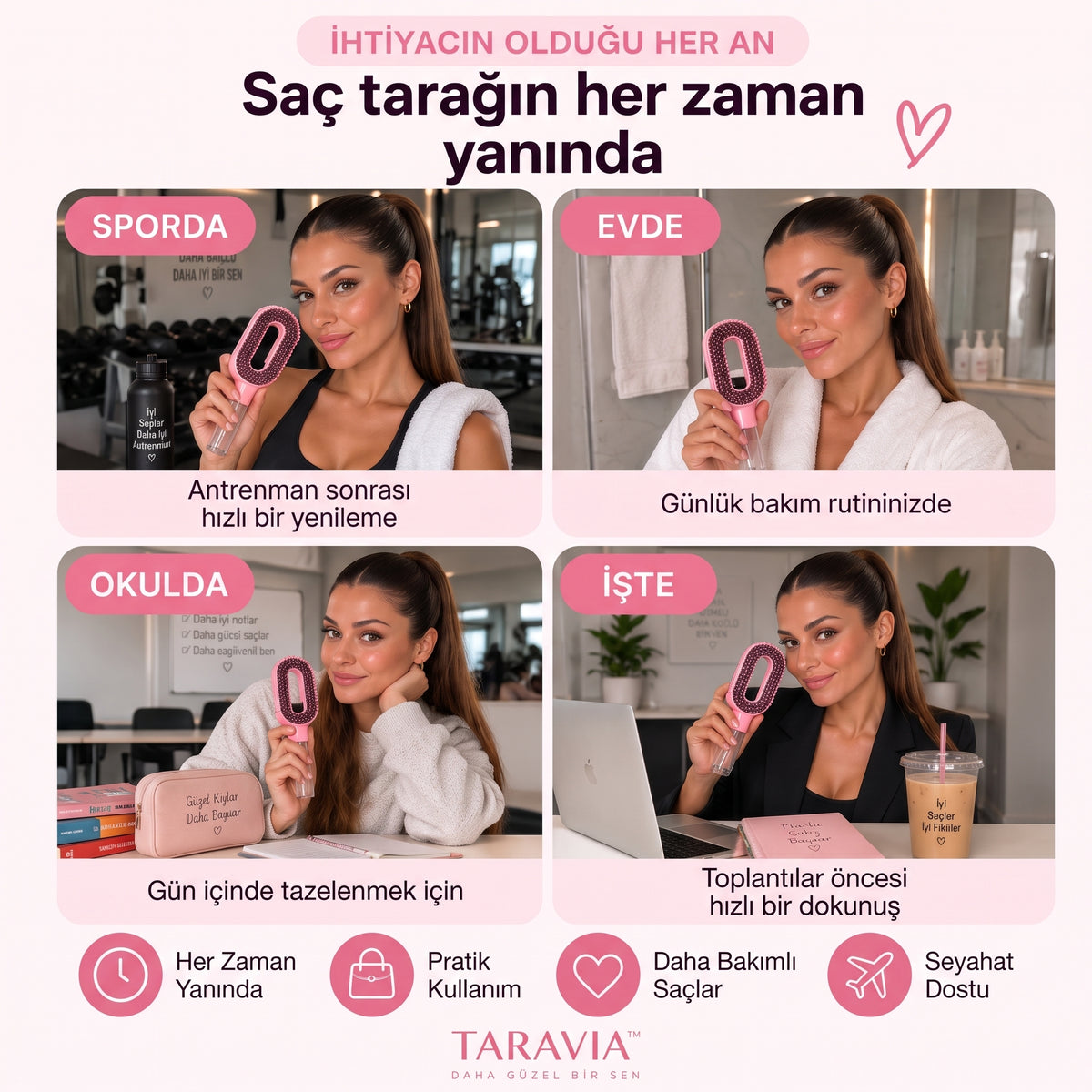 TARAVIA™ Su Hazneli Spreyli Saç Tarağı