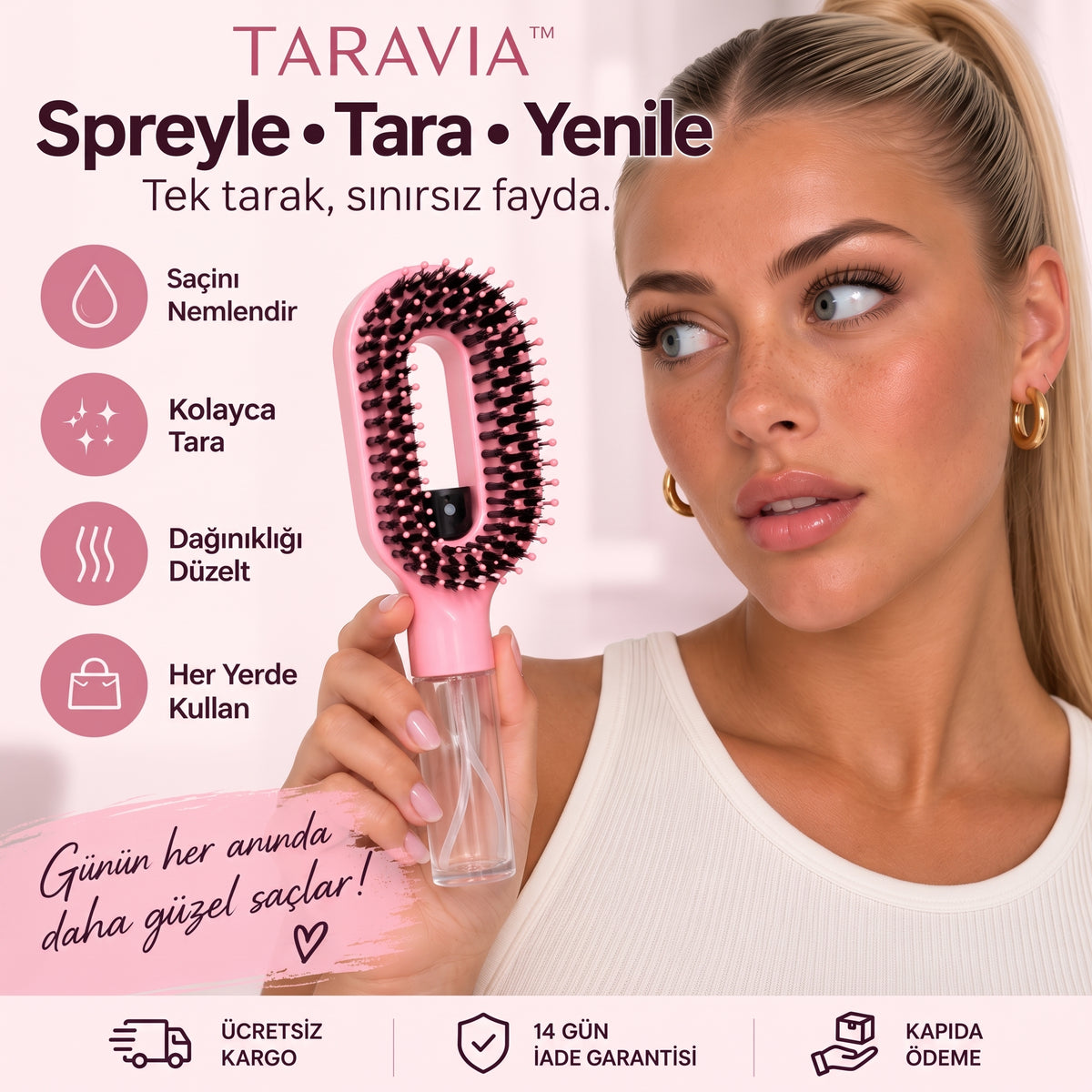 TARAVIA™ Su Hazneli Spreyli Saç Tarağı